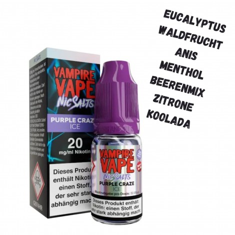 Purple Craze Ice Nikotinsalz Liquid 10ml Vampire Vape
